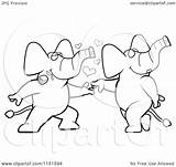 Elephant Dancing Pair Cartoon Coloring Romantic Clipart Outlined Vector Thoman Cory Regarding Notes sketch template