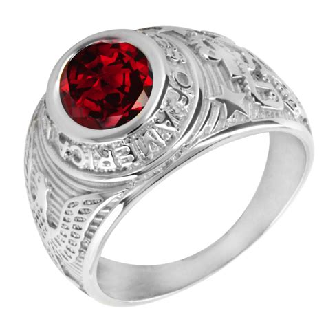 bague chevaliere americaine argent massif homme zirconium rouge