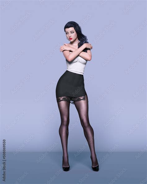 Sexy Secretary In Mini Skirt And Stocking Stock Illustration Adobe Stock