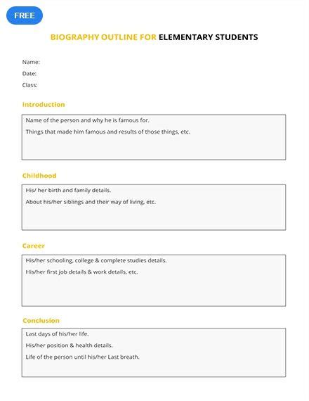biography outline template  elementary students  images