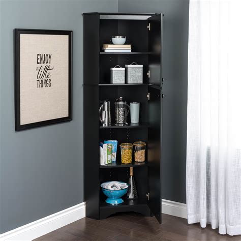 corner storage cabinet black finish sturdy rack functional tall kitchen entryway  ebay