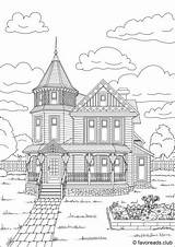Coloring Pages House Colouring Adult Printable Favoreads Architecture Adults Lovely Houses Victorian Color Authentic Book Club Books Homes Drawing Sheets sketch template