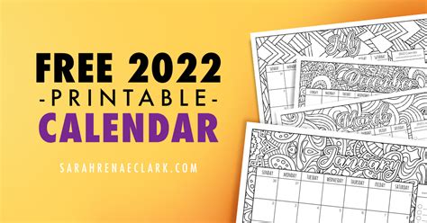 printable coloring calendar  sarah renae clark