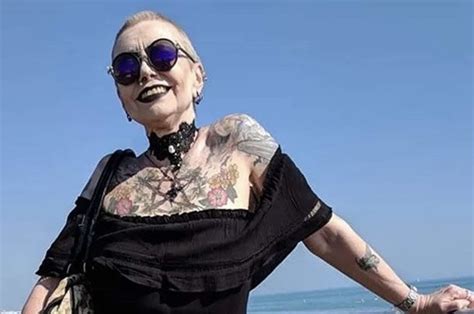 elder goth jane wilkes shows off extreme chest inkings daily star