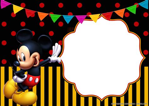 printable cheerful mickey mouse birthday invitation templates