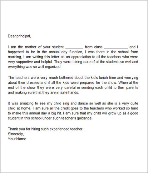 letter  teacher  student sample