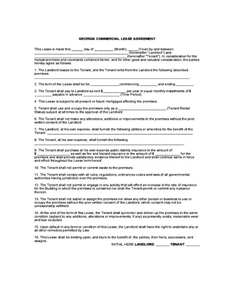 georgia commercial lease agreement form edit fill sign