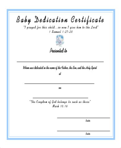 baby dedication certificate templates