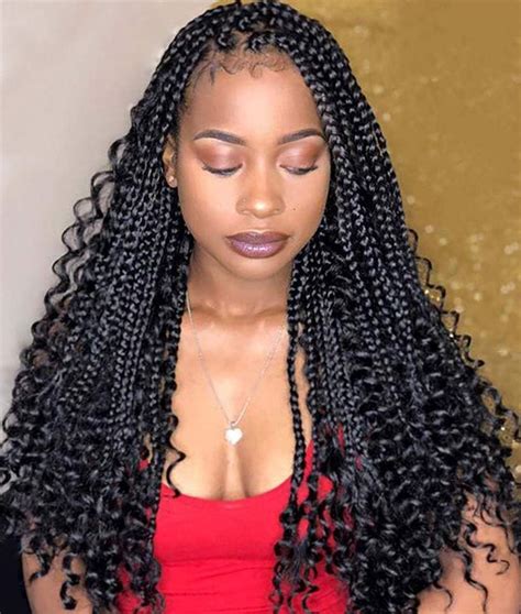 long knotless box braids with curly ends pic power