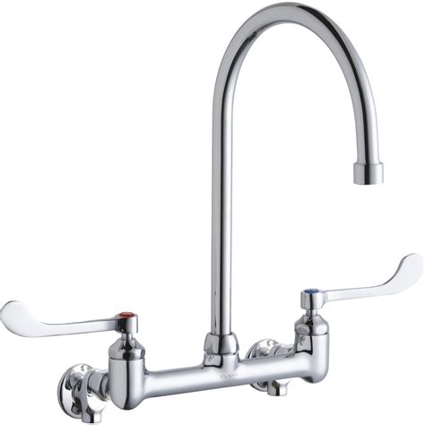 elkay  centers wall faucet  gooseneck spout  handle  offset inletsstop