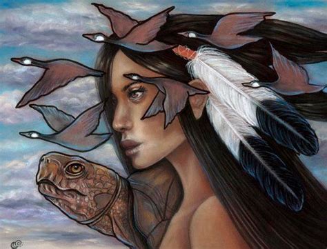 sky woman iroquois native american mythology pagan turtle 8x10 etsy