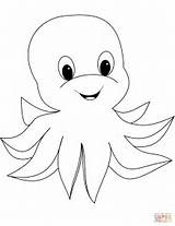 Coloring Octopus Pages Cute Cartoon Printable Drawing sketch template