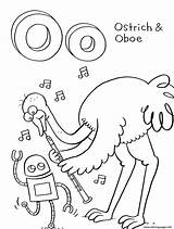 Ostrich Coloring Pages Alphabet Printable Kids Oboe Color Bestcoloringpagesforkids Print sketch template
