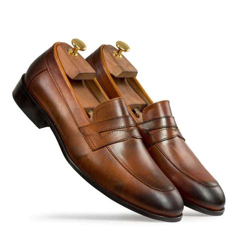 Buy Tan Slip On Leather Shoes For Men Escaro Royale