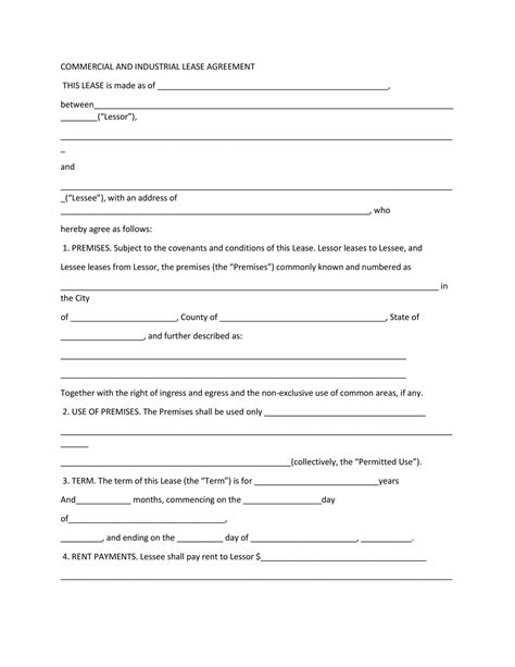 commercial lease agreement templates templatelab