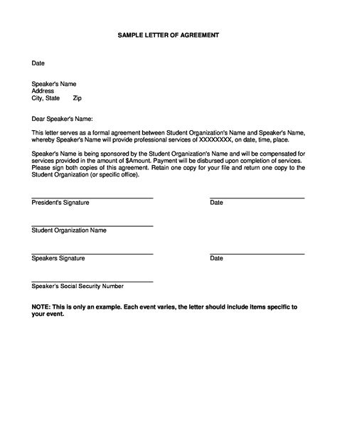 business agreement letter examples   examples