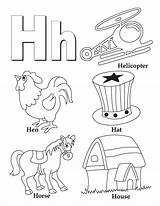 Letter Coloring Letters Alphabet Pages Preschool Horse Worksheets Helicopter House Hat Hen sketch template