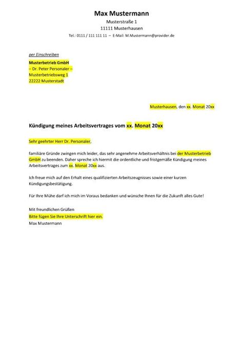 Freundliches KÃ¼ndigungsschreiben in Vorbereitung auf einen Jobwechsel