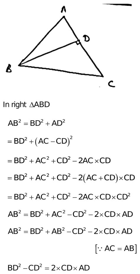 In An Isosceles Abc With Ab Ac Bd Is A Perpendicular Drawn From B Onto