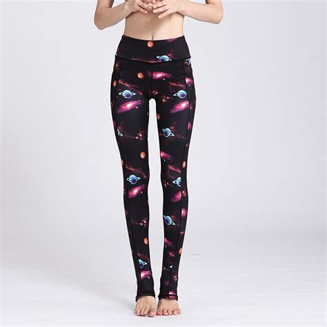 women sexy yoga pants elastic fitness gym pants printed dry fit sport