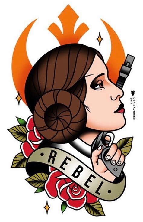 Princess Leia Tattoo Flash By Derick James Star Wars Tattoo Star