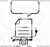 Mascot Tie Document Business Red Talking Clipart Cartoon Cory Thoman Outlined Coloring Vector sketch template