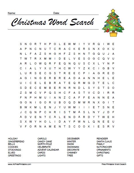 christmas word search puzzle  printable