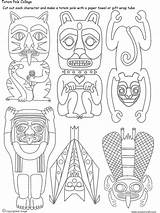 Totem Pole Drawing Coloring Native Poles Pages American Eagle Animal Clipart Draw Sketch Tribal Symbols Designs Drawings Collection Northwest Pacific sketch template