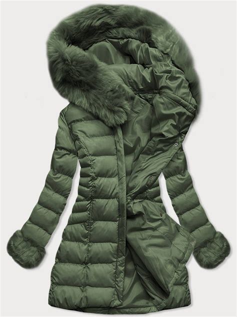 pikowana kurtka zimowa damska  kapturem zielona wbig zielony kobieta kurtki  plaszcze