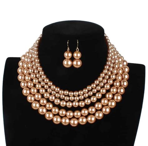 6 Colors Costume Pearl Jewelry Sets Necklace And Earings