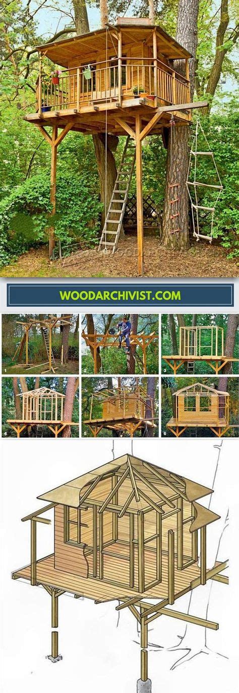 diy treehouse childrens outdoor plans  projects woodarchivistcom tree house designs