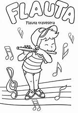 Colorear Flauta Instrumentos Musicales Viento Travesera Cuerda Percusión Tablero sketch template