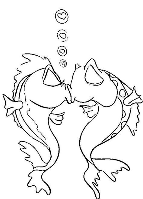 pin  kissing fish coloring pages