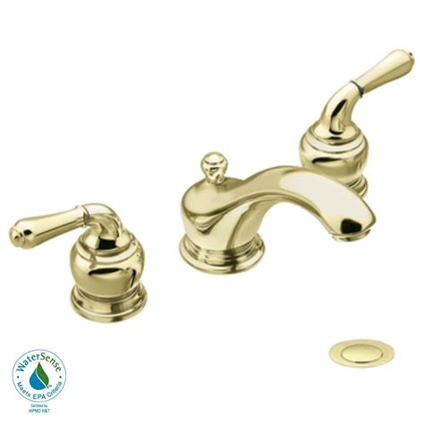 moen tp monticello  handle bathroom widespread faucet polished brass pppab avi depot