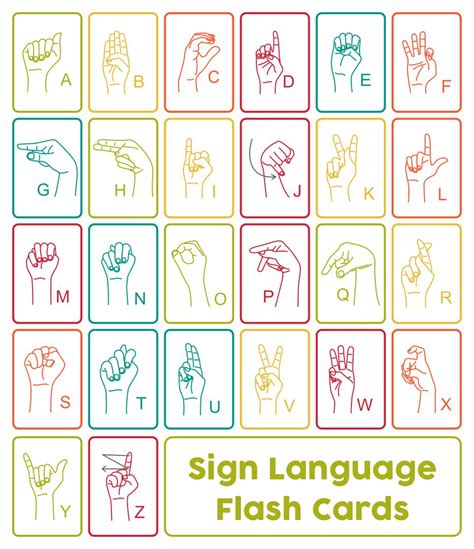 basic sign language asl flash cards  printable printable templates