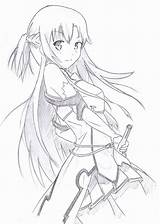 Sword Asuna Kirito Lineart Facil Ler Yuuki Lapiz Img04 sketch template