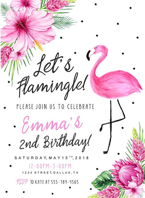 flamingo birthday invitation perfect   flamingo party