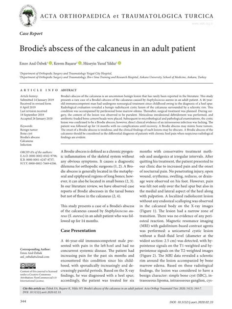 Brodies Abscess Of The Calcaneus In An Adult Patient Docslib