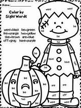 Sight Halloween Word Color Worksheets Words Fall Kindergarten Coloring Pages Grade Phonics Pumpkin Activities 1st Choose Board Literacy Numbers October sketch template