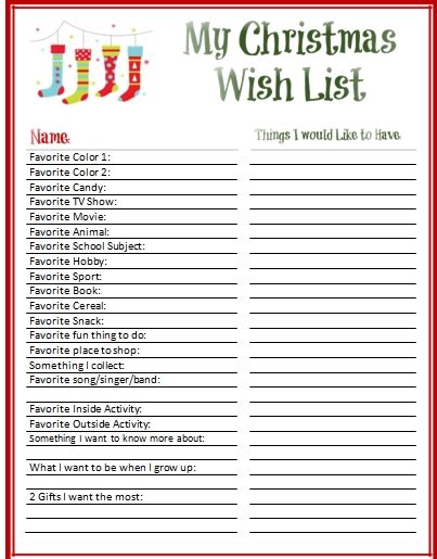 9 Secret Santa Wish List Form Download [word Pdf]