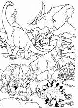 Coloring Dinosaurs Landscape Large Printable Pages sketch template