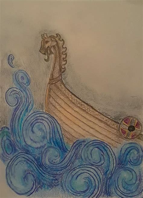 viking ship drawing  jennie hallbrown fine art america