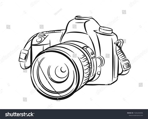 modern camera outline style vector hand stock vector royalty
