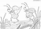 Colouring Ants Scene Minibeast Pages sketch template