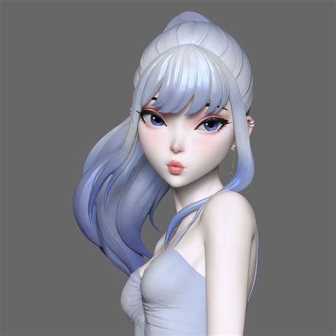 Character Design Girl 3d Model Character Character Modeling