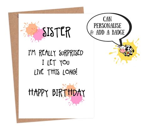funny birthday card sister birthday card funny sister etsy norway