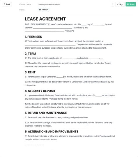 lease agreement template