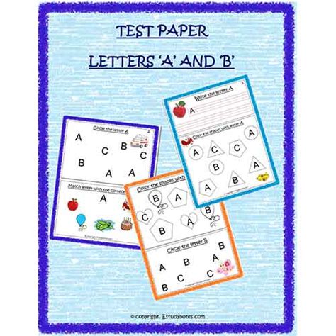english test paper    nursery  kindergarten  estudynotes
