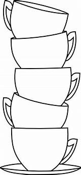 Cup Coffee Coloring Cups Stack Printable Pages Drawing Tea Digi Applique Patterns Stamps Blank Template Line Books Outline Colouring Templates sketch template
