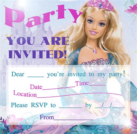 Barbie Coloring Pages Barbie Printable Invitations For A